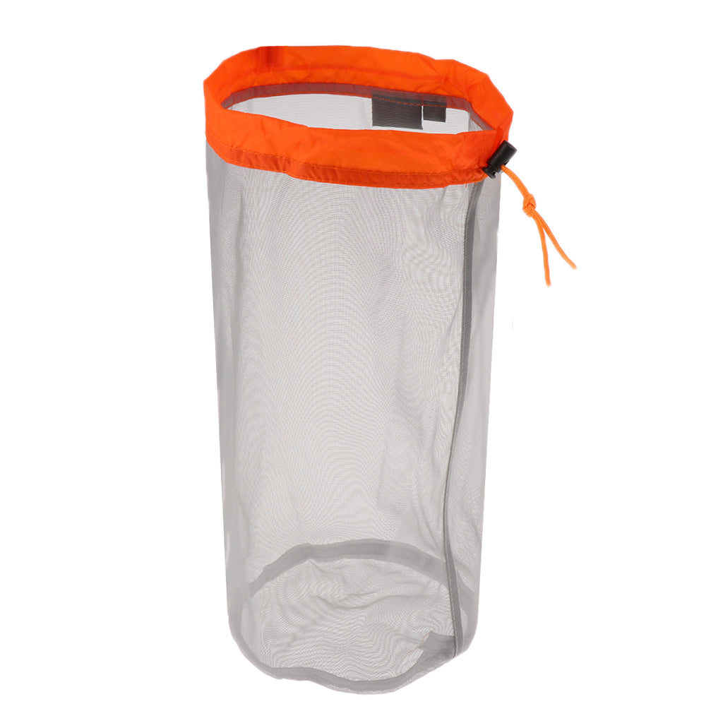 Ultra-light Mesh Stuff Sack Storage Bag for Travel Camping M Orange