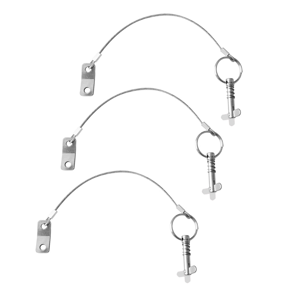 3 Pieces 316 Stainless Steel Boat Bimini Top Quick Release Pins for Lanyard