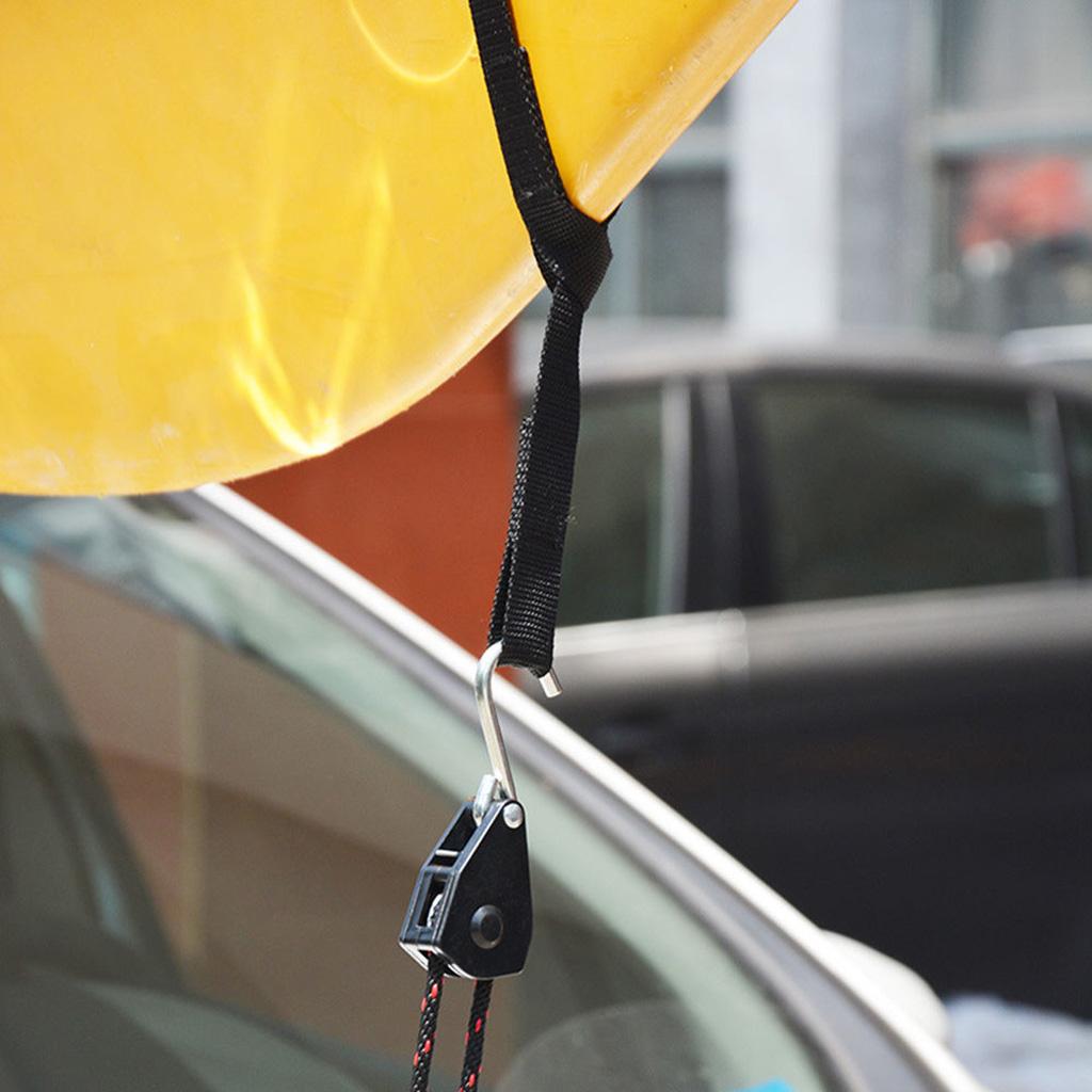 1Pair Black 8ft Ratchet Bow and Stern Tie Down Strap Canoe Kayak Accessories