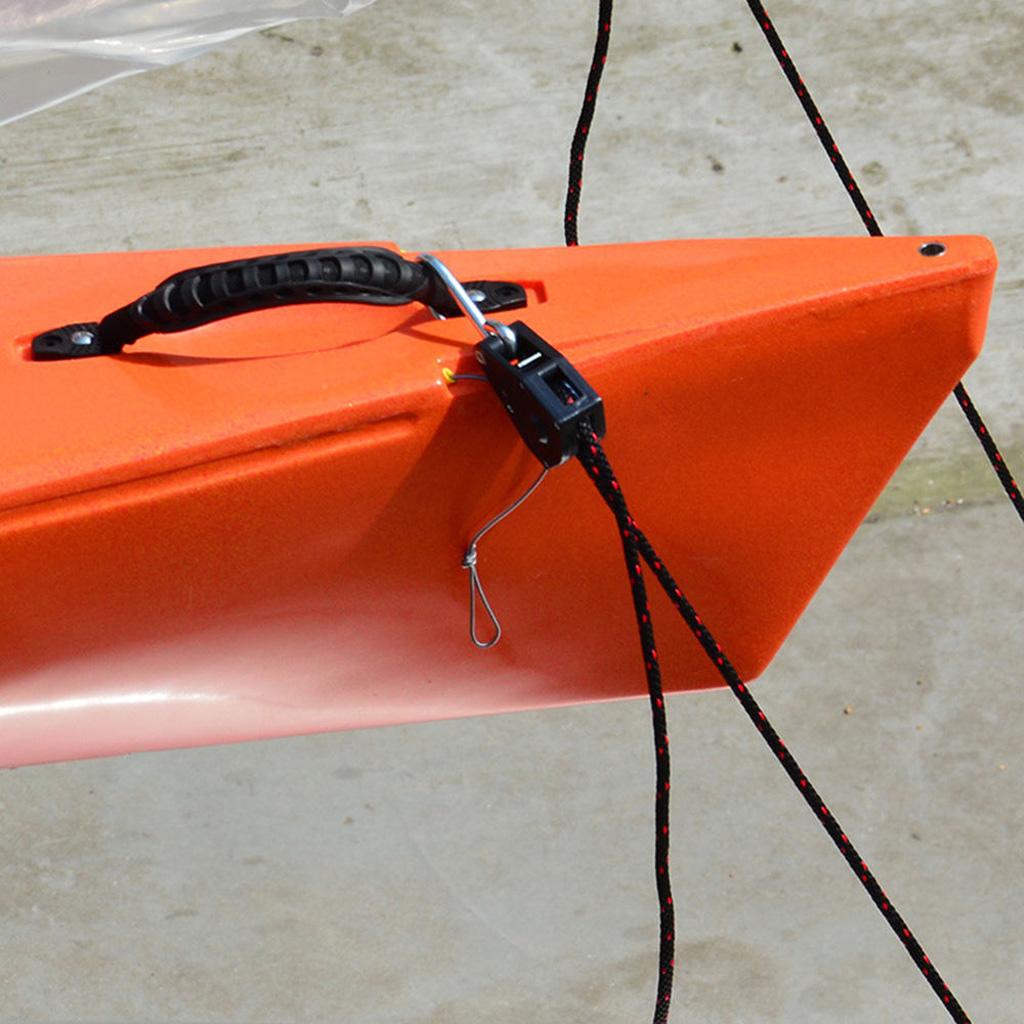 1Pair Black 8ft Ratchet Bow and Stern Tie Down Strap Canoe Kayak Accessories