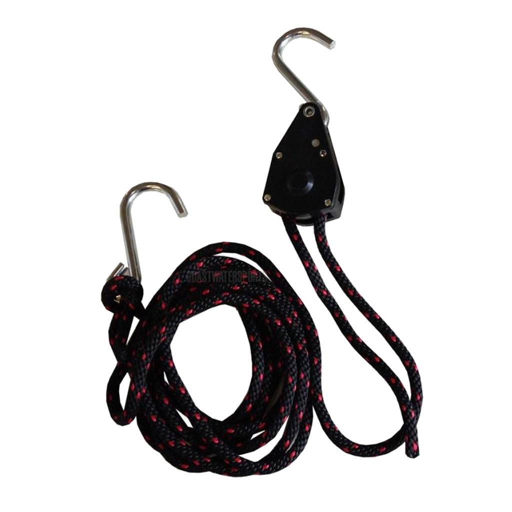 1Pair Black 8ft Ratchet Bow and Stern Tie Down Strap Canoe Kayak Accessories