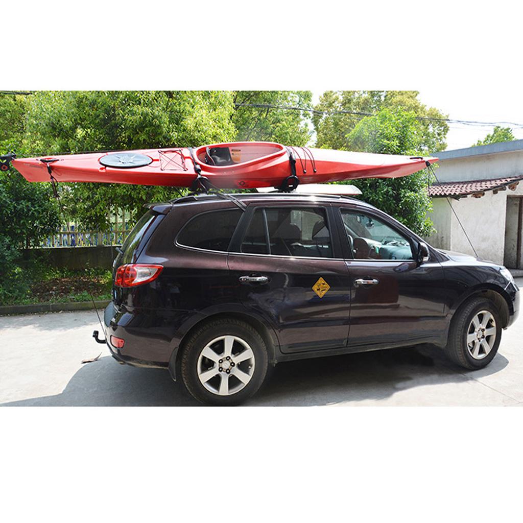 1Pair Black 8ft Ratchet Bow and Stern Tie Down Strap Canoe Kayak Accessories