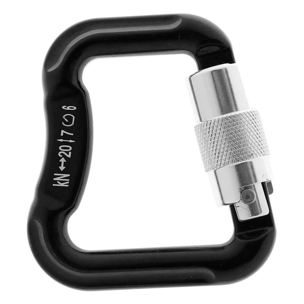 Outdoor 20KN Aluminum Alloy Caribiners for Paraglider Paragliding/Powered Paragliding Camping Buckle Rock Climbing Safety Rescue Gear- Black