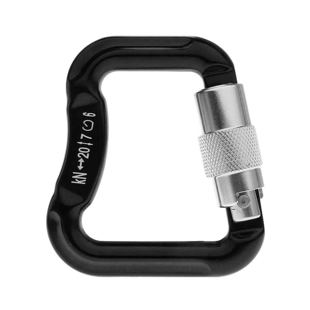 Outdoor 20KN Aluminum Alloy Caribiners for Paraglider Paragliding/Powered Paragliding Camping Buckle Rock Climbing Safety Rescue Gear- Black