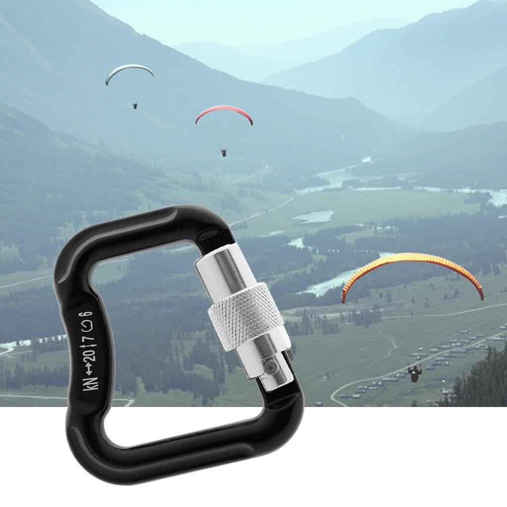 Outdoor 20KN Aluminum Alloy Caribiners for Paraglider Paragliding/Powered Paragliding Camping Buckle Rock Climbing Safety Rescue Gear- Black