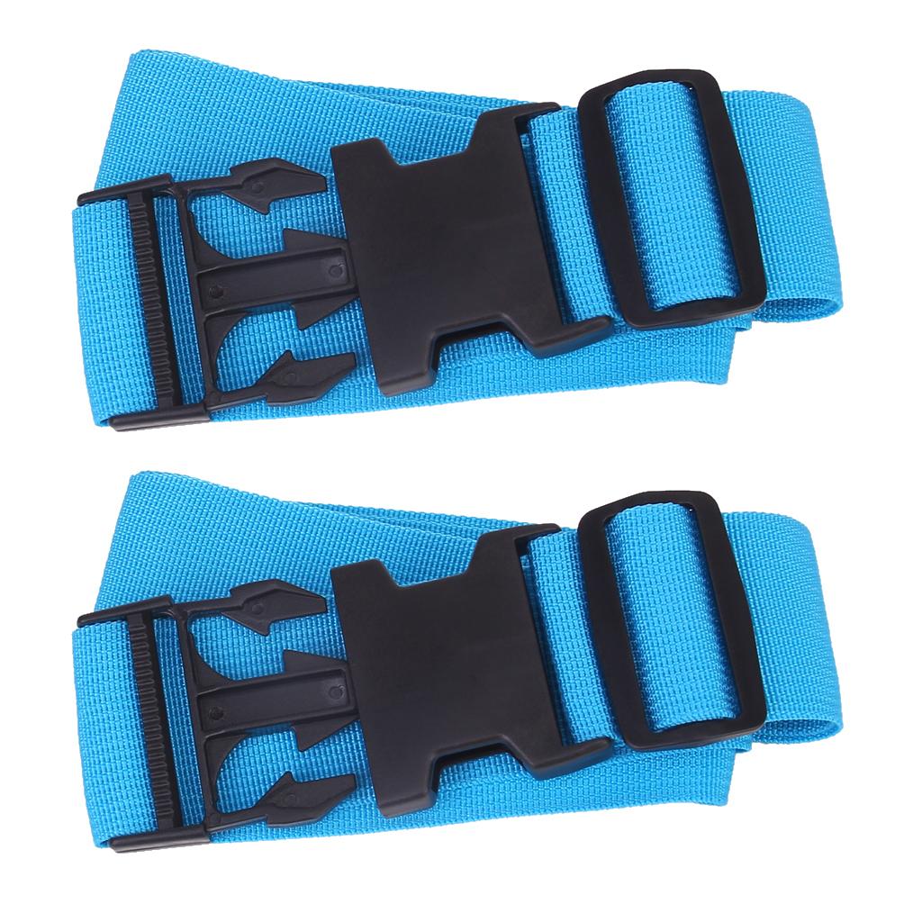 2 Pieces Luggage Straps Suitcase Belts Travel Bag Accessories Sky Blue 