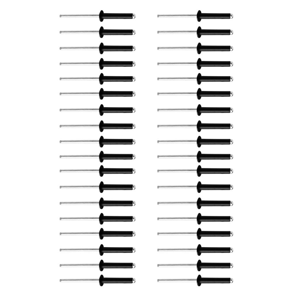 Aluminum Pop Rivets Blind Rivets Dome Head Open End Black M3.2 x 16 (36 Pack)