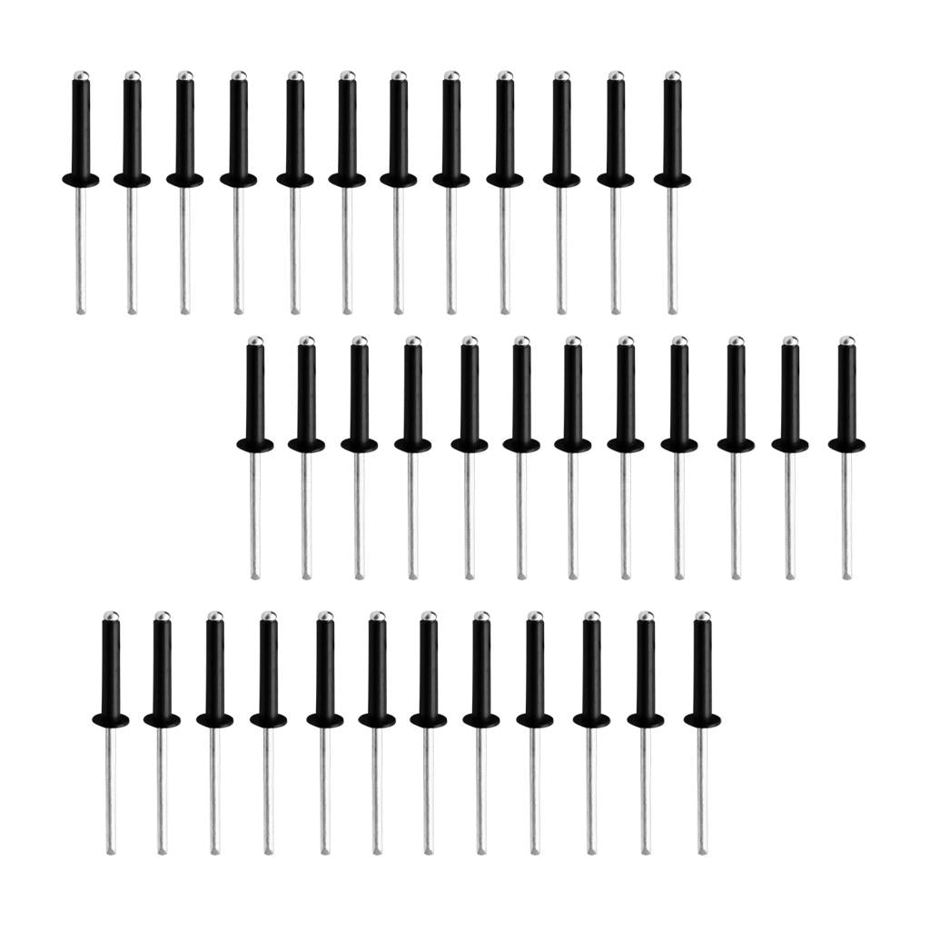 Aluminum Pop Rivets Blind Rivets Dome Head Open End Black M3.2 x 16 (36 Pack)