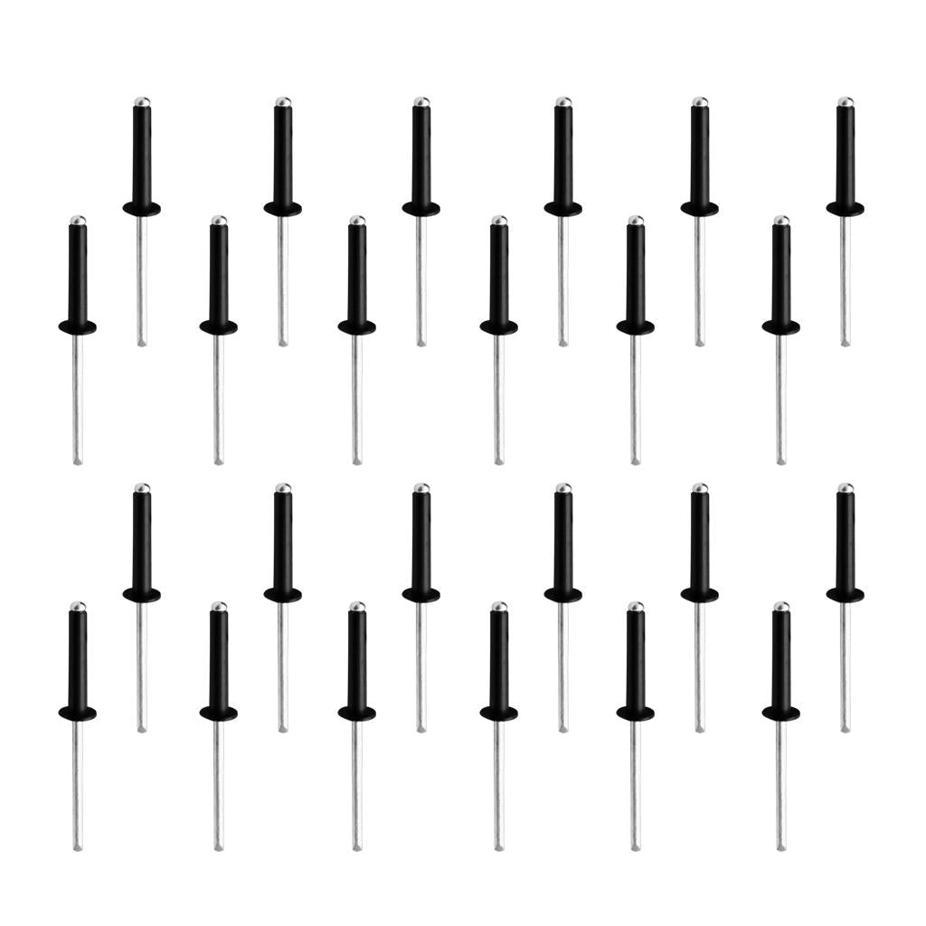 Aluminum Pop Rivets Blind Rivets Dome Head Open End Black M3.2 x 16 (24 Pack)