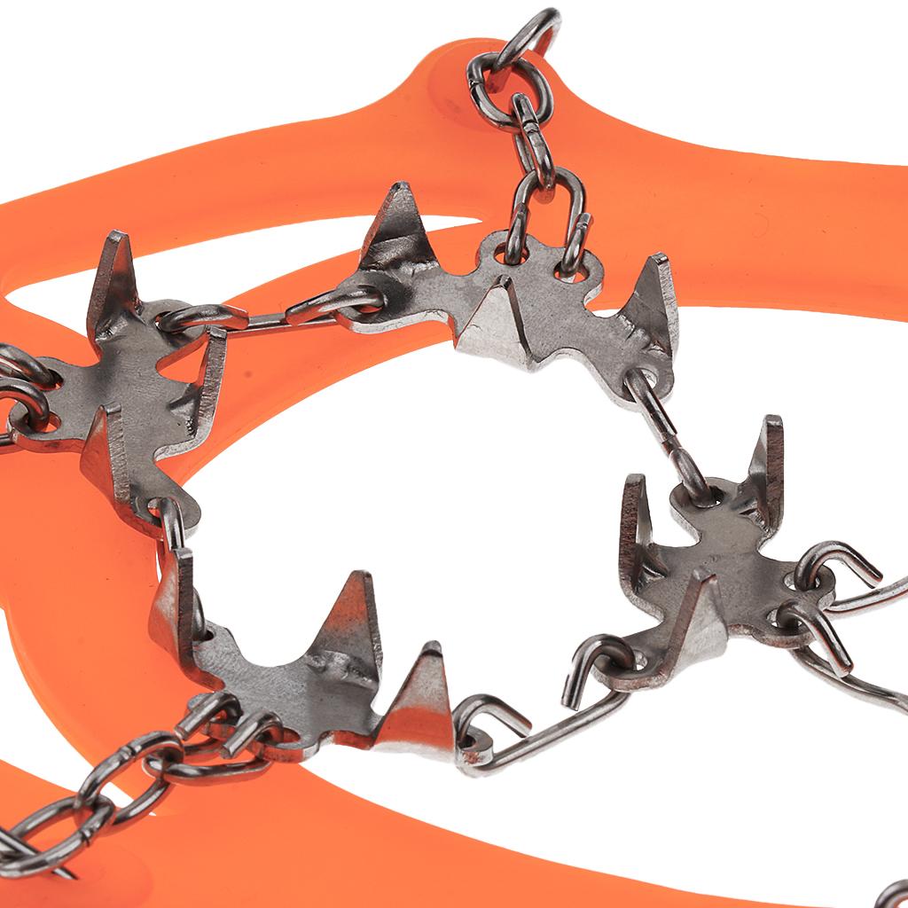 1 Pair Traction Cleats Ski Snow Ice Grip Spike Crampons 18 Teeth Orange L