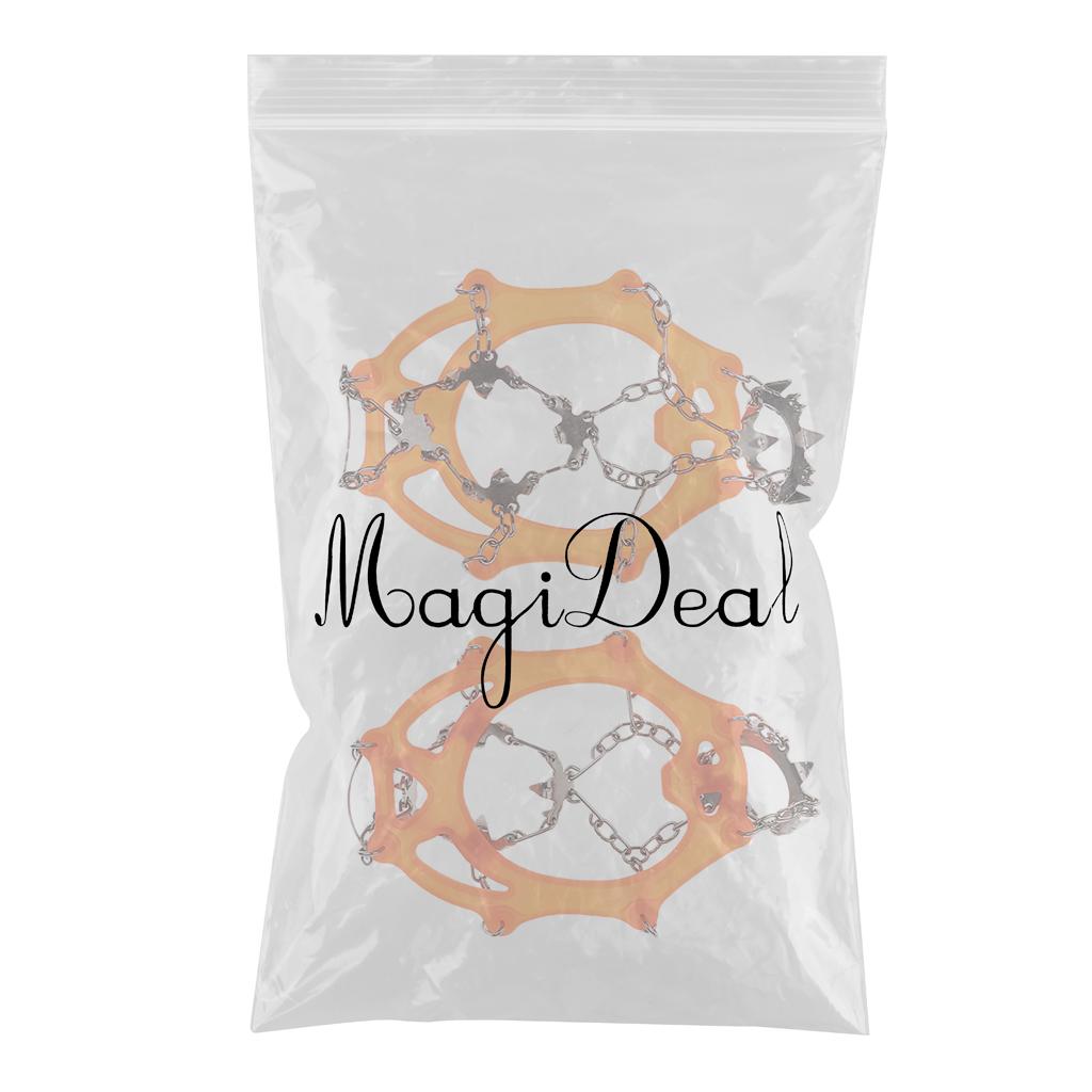 1 Pair Traction Cleats Ski Snow Ice Grip Spike Crampons 18 Teeth Orange L