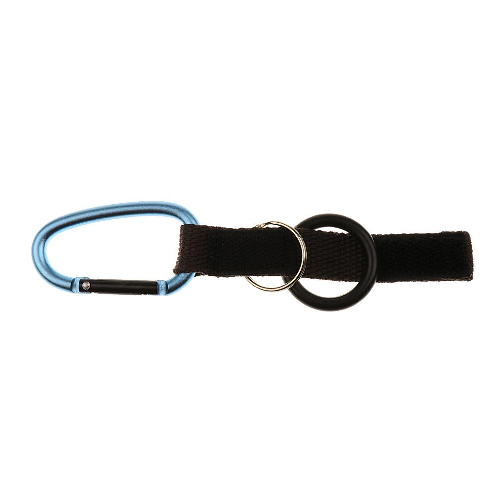 Hiking Travel Water Bottle Carabiner Clip Hook with Rubber Ring Light Blue