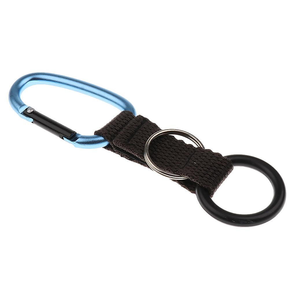 Hiking Travel Water Bottle Carabiner Clip Hook with Rubber Ring Light Blue
