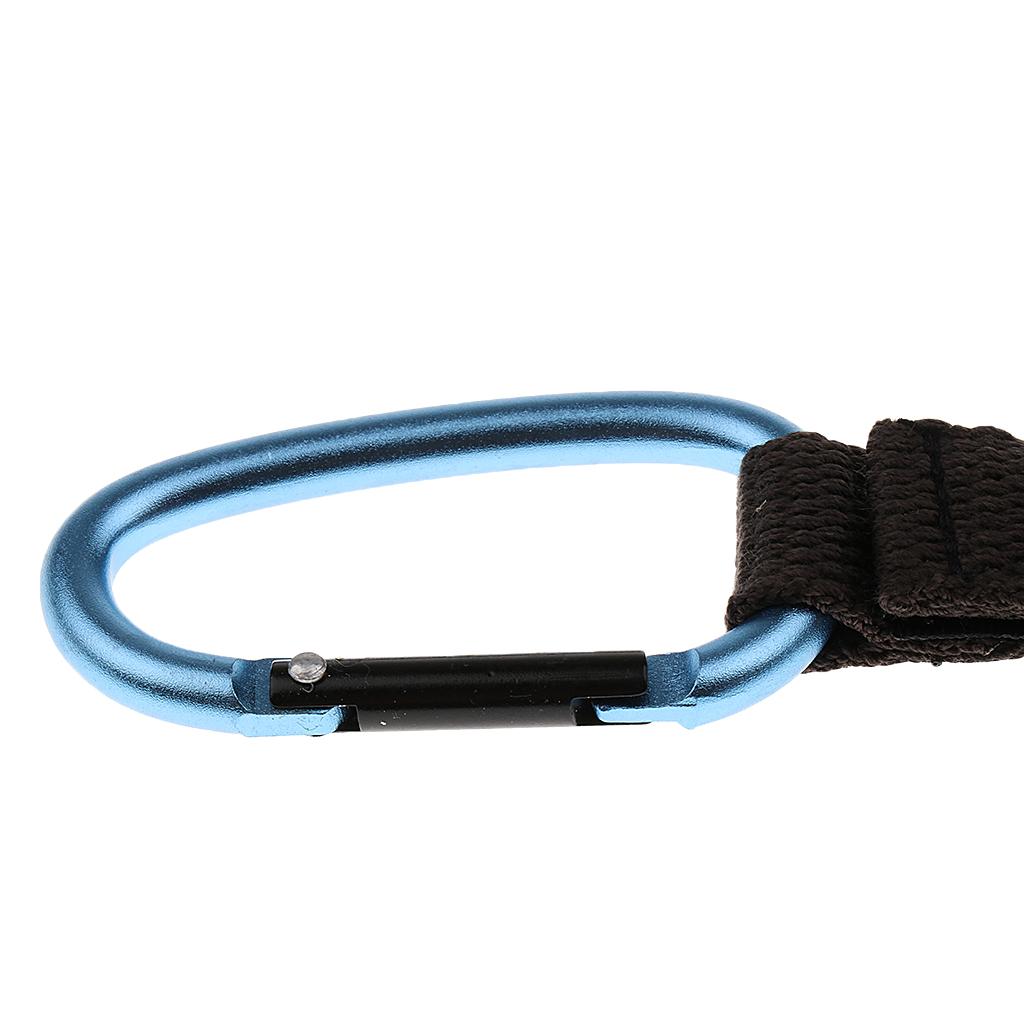 Hiking Travel Water Bottle Carabiner Clip Hook with Rubber Ring Light Blue