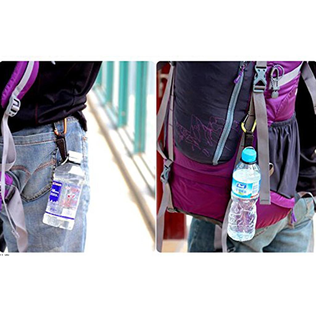 Hiking Travel Water Bottle Carabiner Clip Hook with Rubber Ring Dark Blue