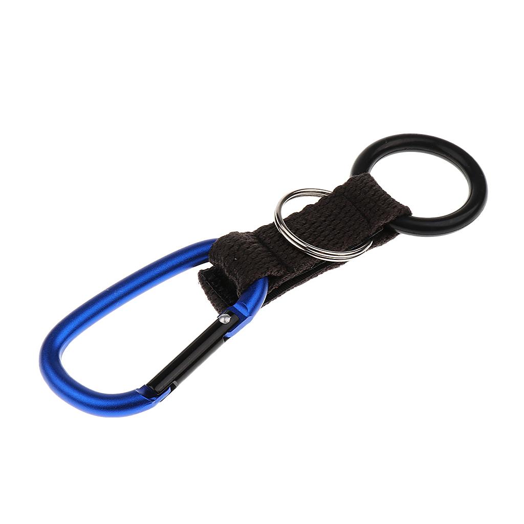 Hiking Travel Water Bottle Carabiner Clip Hook with Rubber Ring Dark Blue