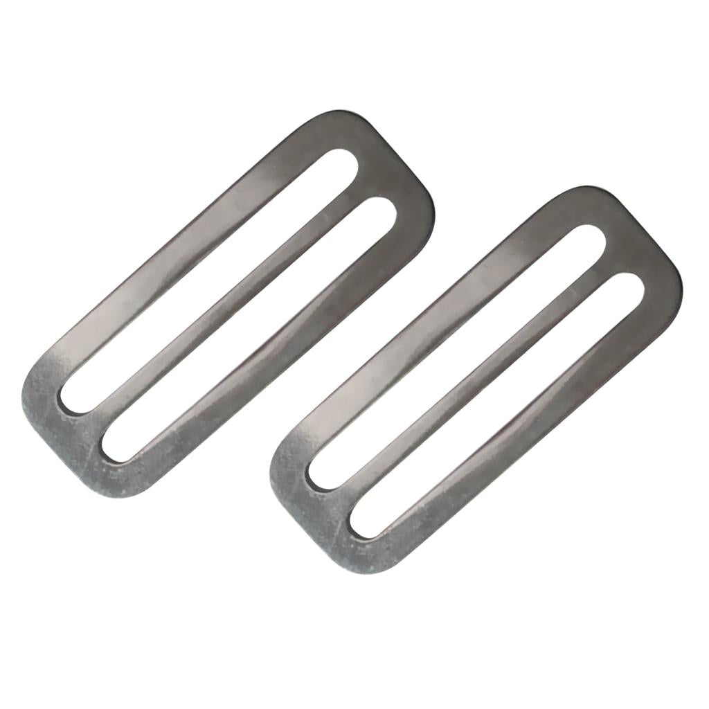 4x2 Pieces 2 Weight Belt Slide Stainless Steel Stopper Keeper 2mm Thickness "