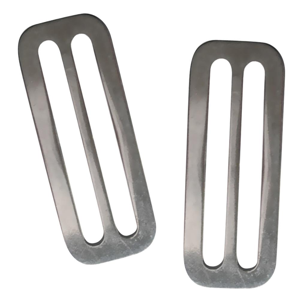 3x2 Pieces 2 Weight Belt Slide Stainless Steel Stopper Keeper 2mm Thickness "
