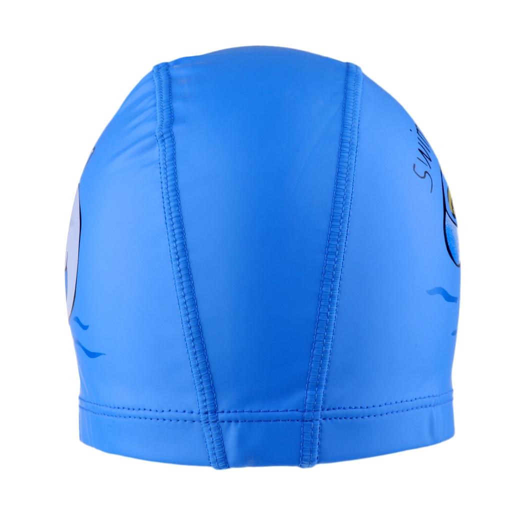 Children's Waterproof Cartoon Dolphin Swimming Cap Ear Protection Blue