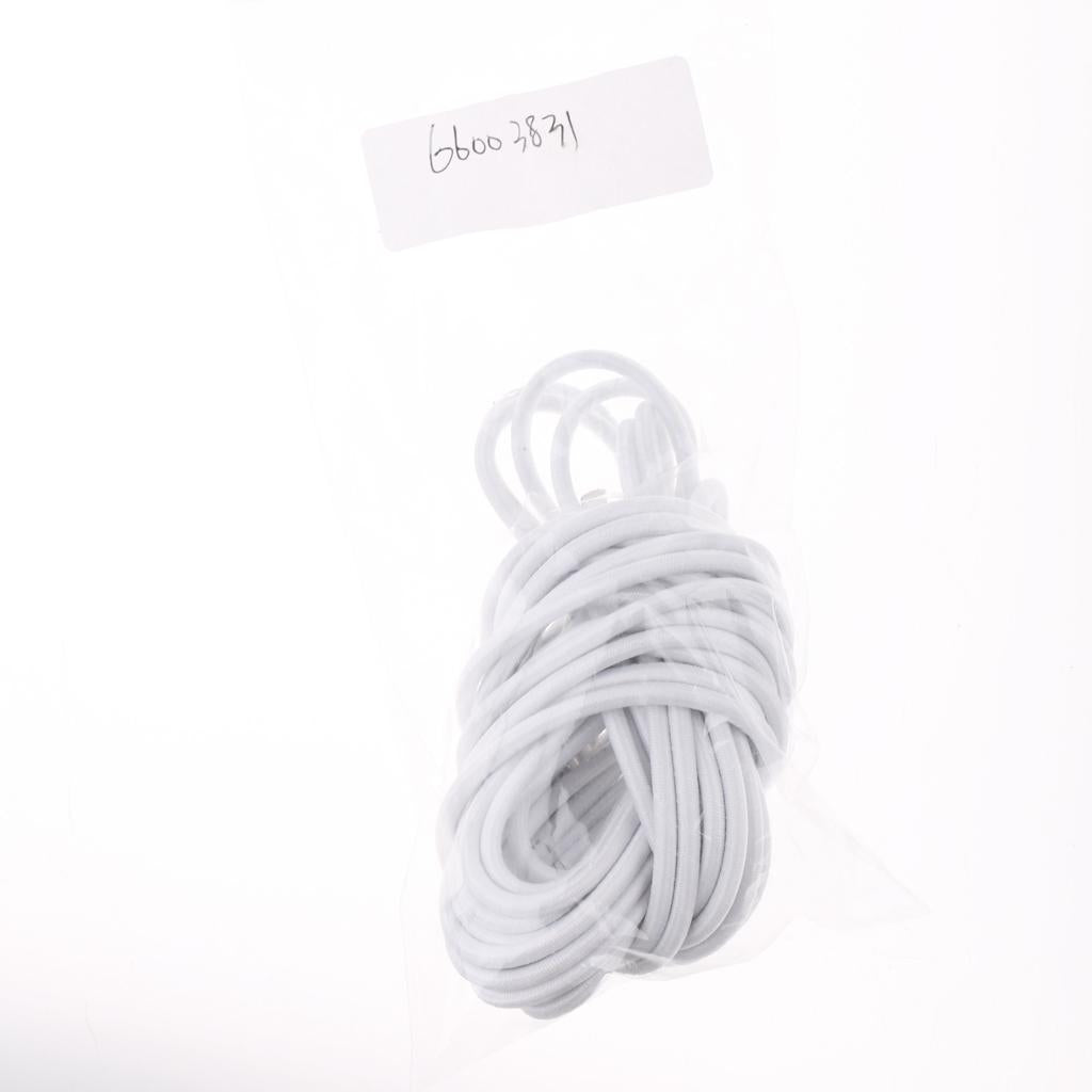 3x3mm Elastic Round Bungee Rope Shock Cord Tie Down Boats Trailers 5m White