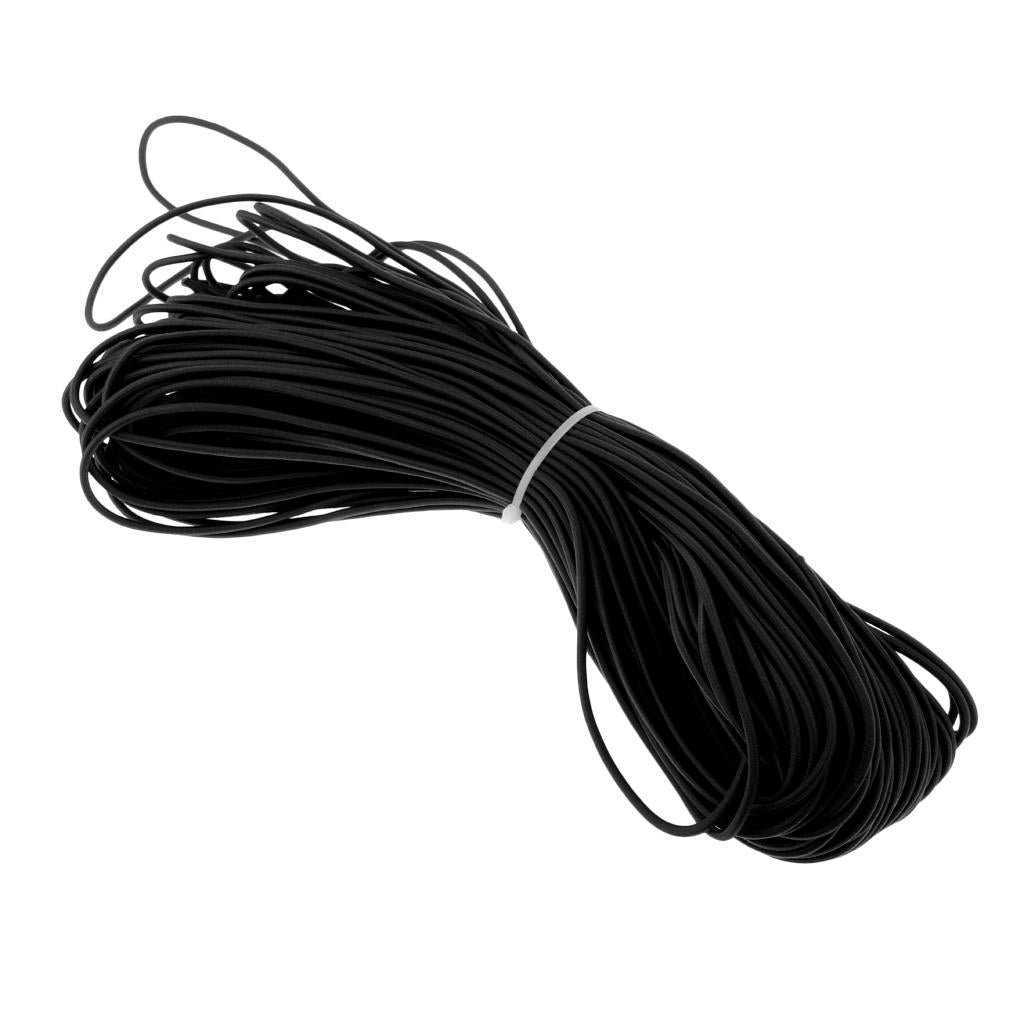 3mm Elastic Round Bungee Rope Shock Cord Tie Down Boats Trailers 50m Black