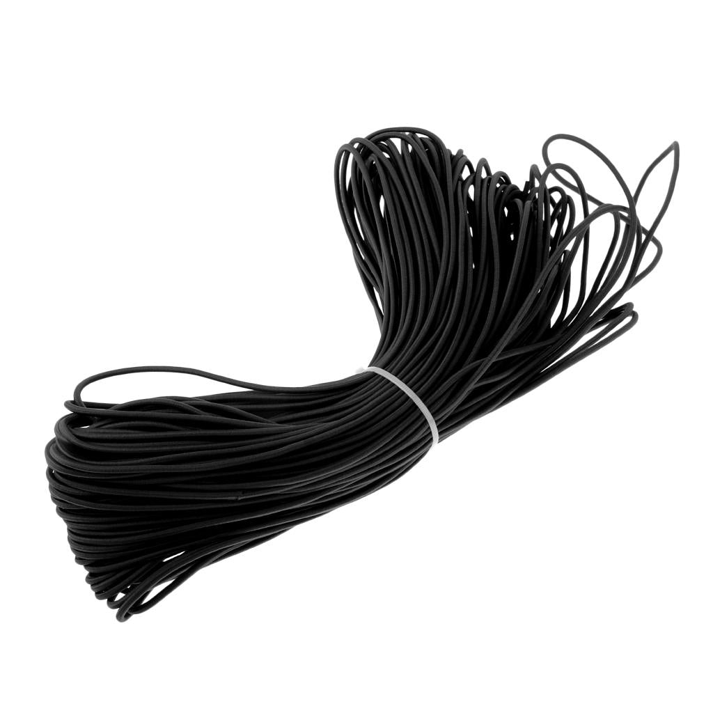 3mm Elastic Round Bungee Rope Shock Cord Tie Down Boats Trailers 50m Black