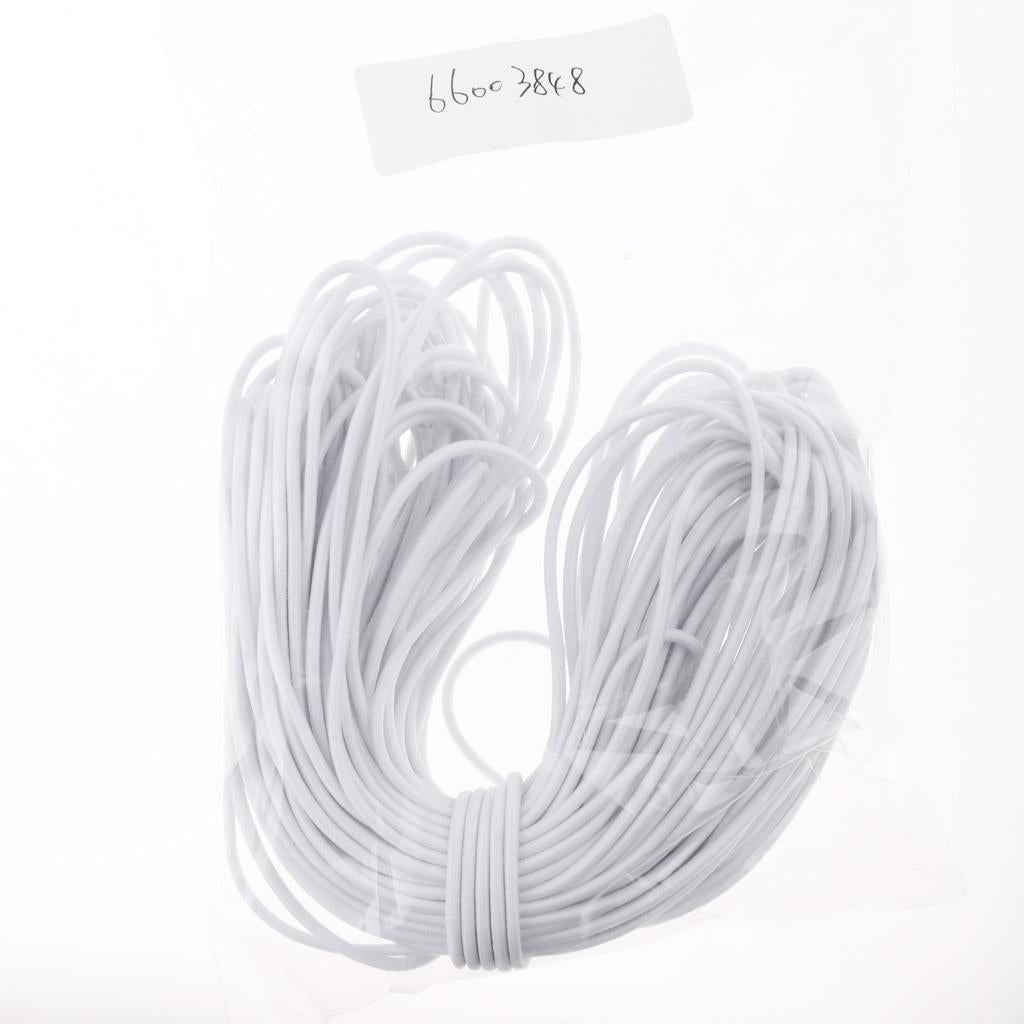 2x2mm Elastic Bungee Rope Shock Cord Tie Down - Boat/Trailer Covers 20m White