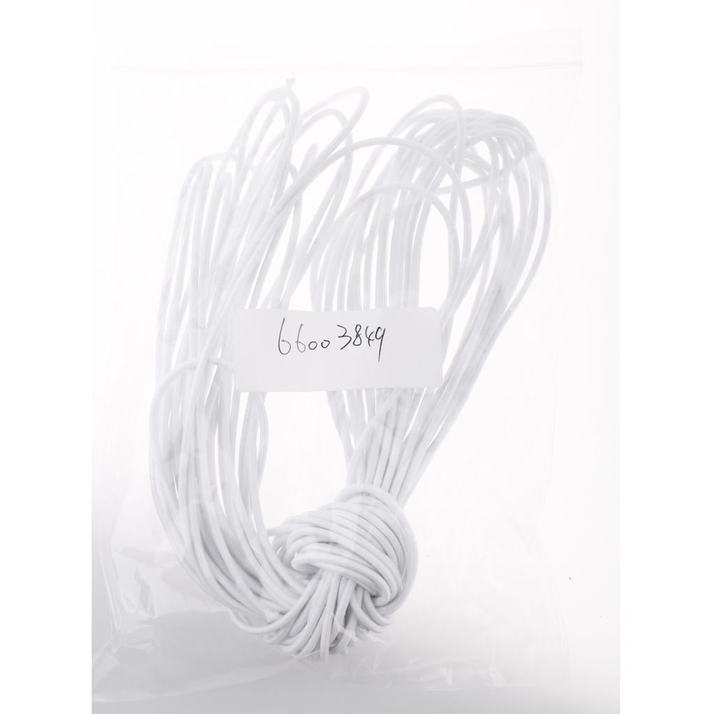 3x2mm Elastic Bungee Rope Shock Cord Tie Down - Boat/Trailer Covers 10m White