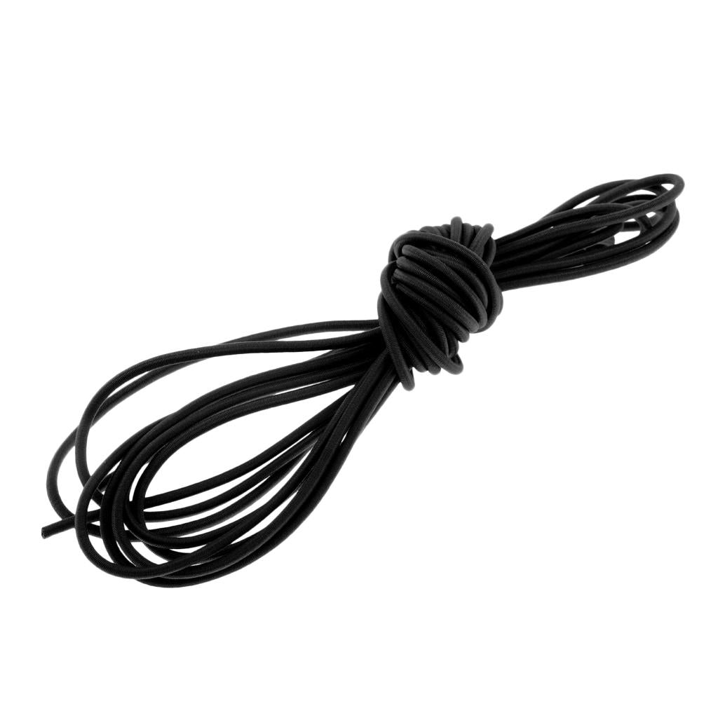 2x2mm Elastic Bungee Rope Shock Cord Tie Down - Boat/Trailer Covers 2m Black