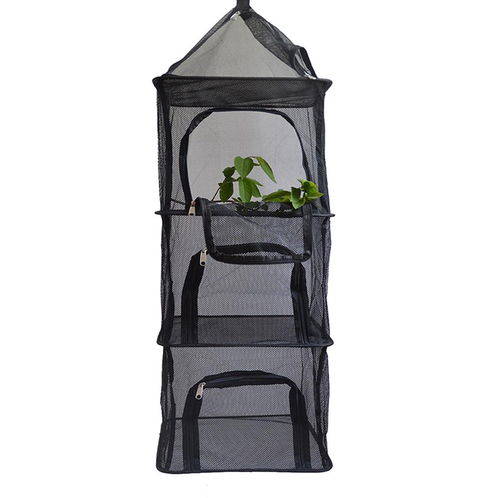 Folding Portable Outdoor Hanging Mesh Drying 4 Tier Storage Basket Organizer