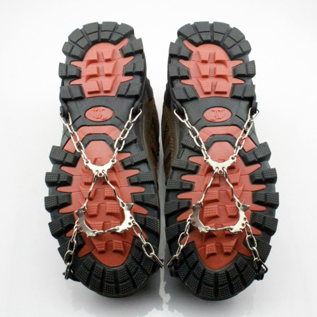 6 Teeth Anti Slip Ice Snow Shoe Grips Crampon Traction Spikes Cleats Black