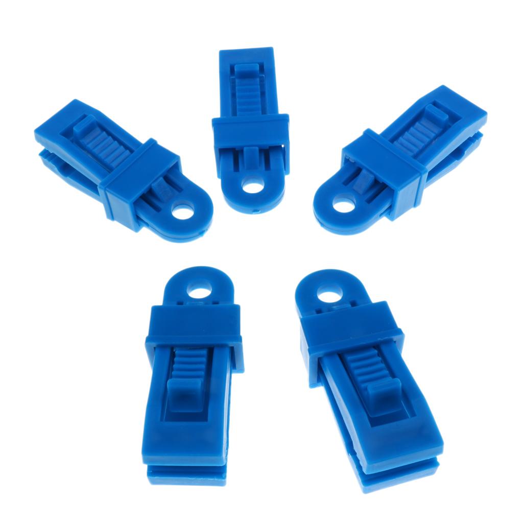 5 Pieces Camping Tent Awning Tarp Clamp Clips Snap Hanger Fastener Blue