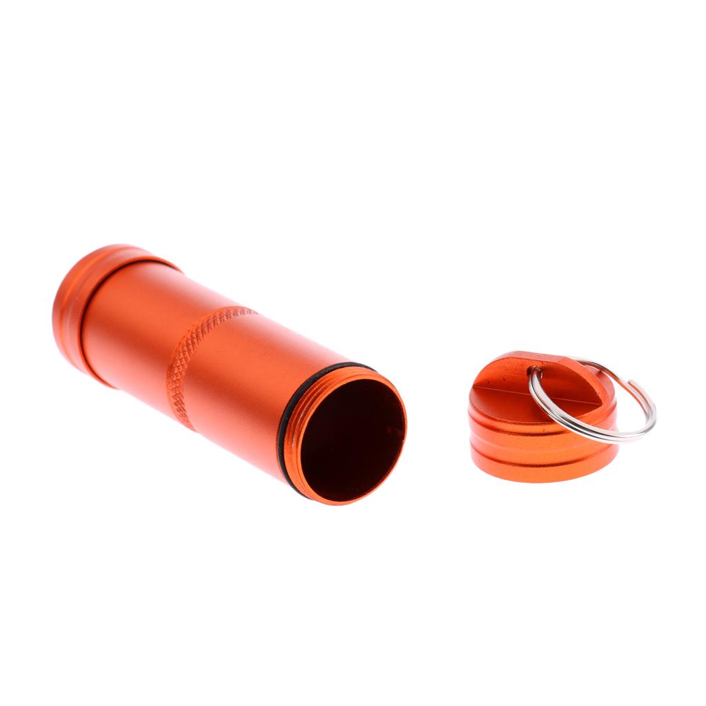 Aluminum Alloy Waterproof Capsule Holder Pill Case Bottle Container Orange