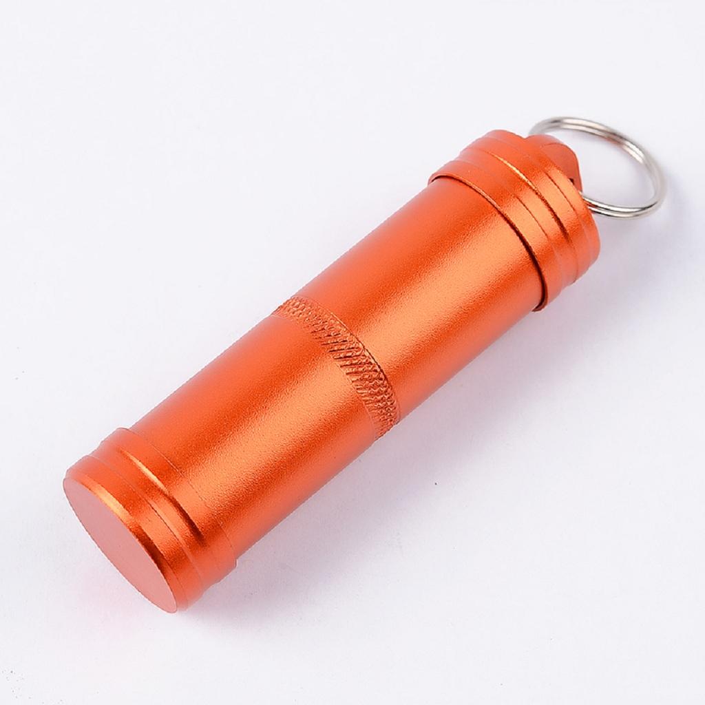Aluminum Alloy Waterproof Capsule Holder Pill Case Bottle Container Orange