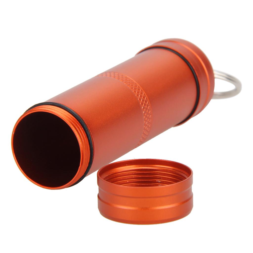 Aluminum Alloy Waterproof Capsule Holder Pill Case Bottle Container Orange