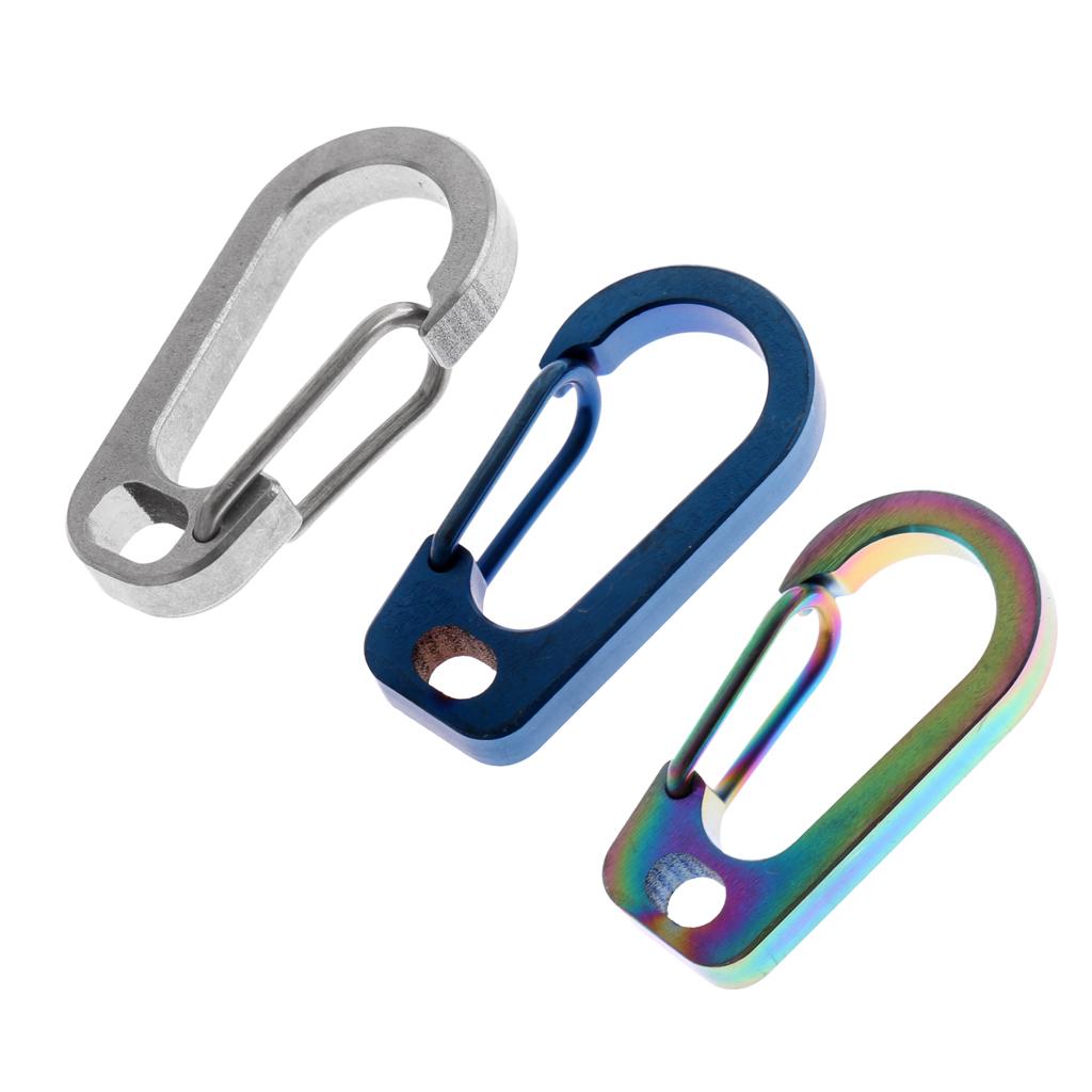 3 Pieces Titanium Alloy Carabiner Clip Keychain Quick Hook Buckle Outdoor