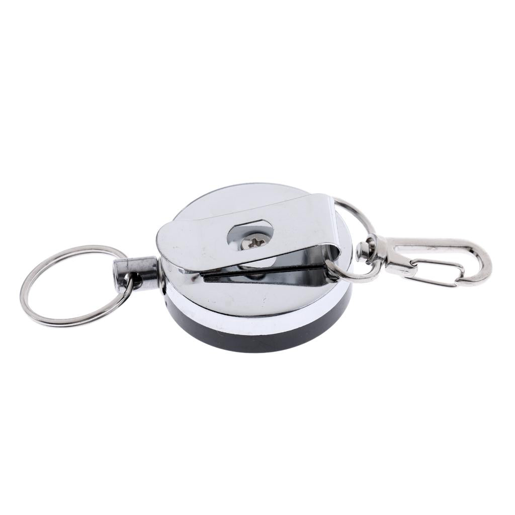 48 Pcs Retractable Key Chains Badge Holders Steel Recoil Ring Belt Clip 60cm