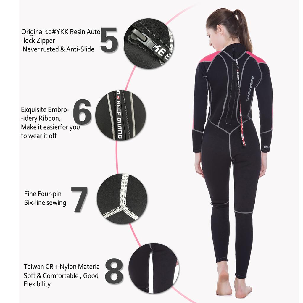 Stretchy 3mm Neoprene Women Full Body Dive Wetsuit Warm & Comfortable L