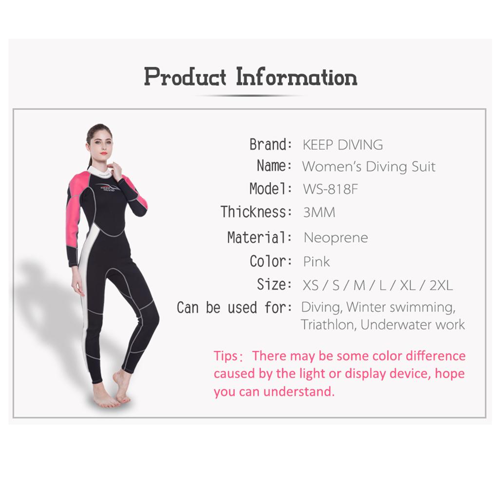 Stretchy 3mm Neoprene Women Full Body Dive Wetsuit Warm & Comfortable L