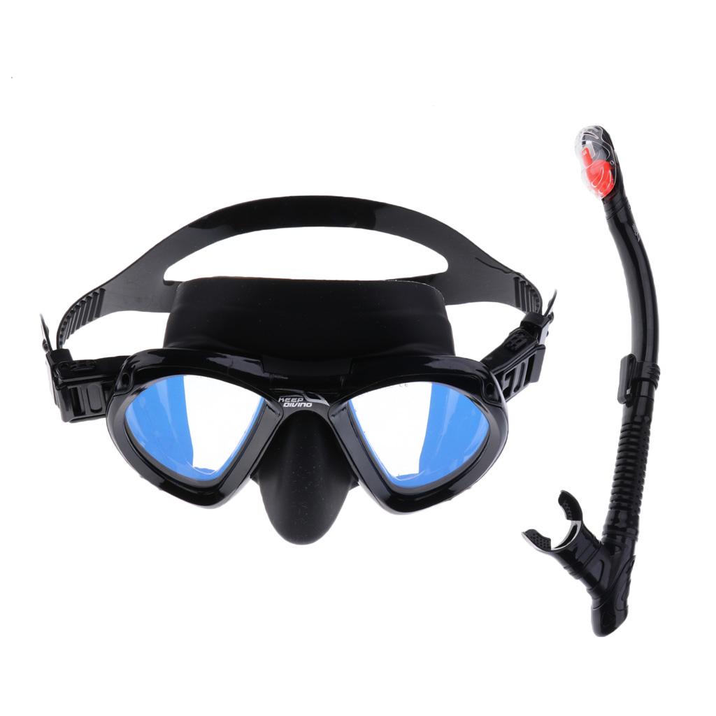 Scuba Diving Snorkeling Swimming Mask and Dry Snorkel Set Dive Gear Black