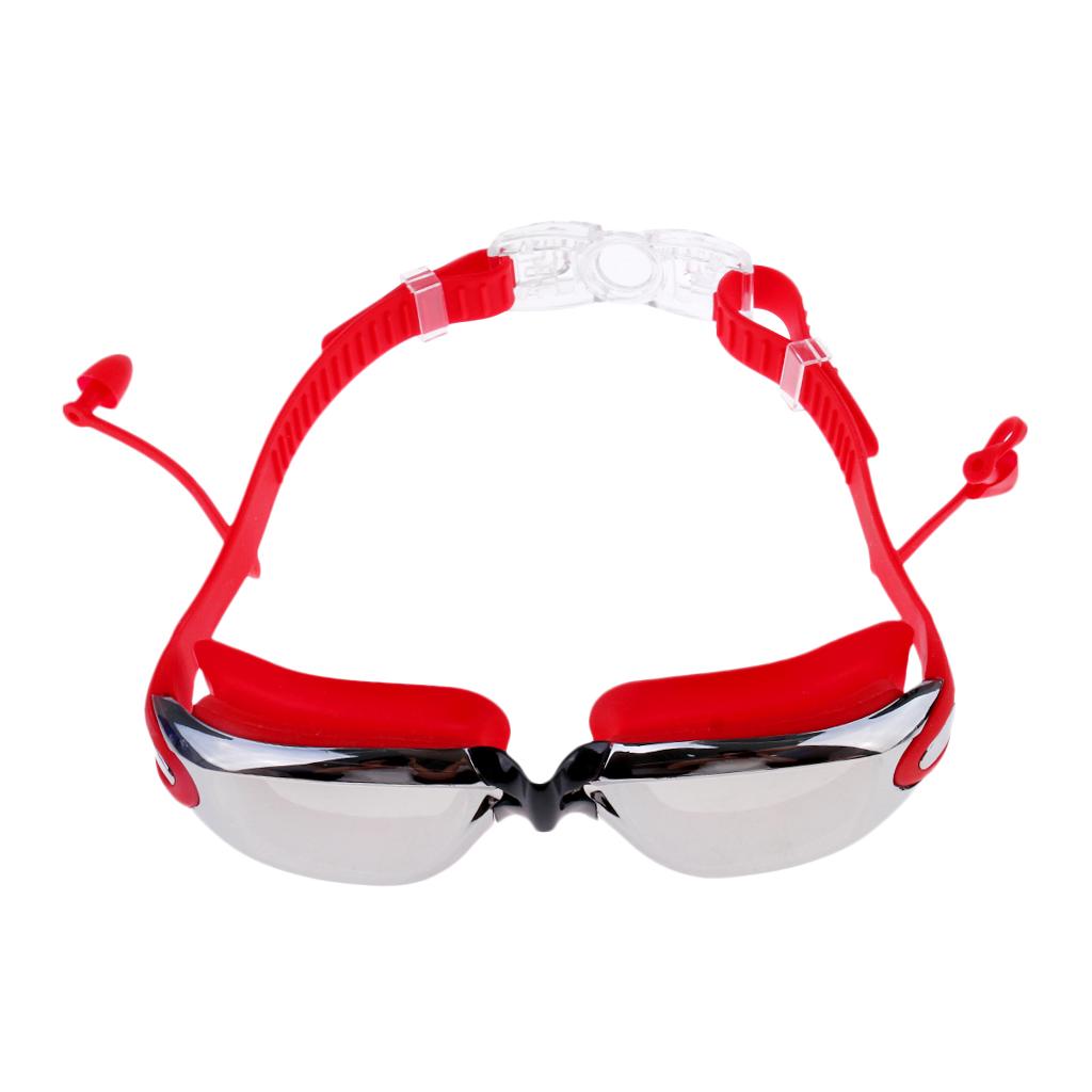 Anti Fog Swimming Goggles with Case + Swim Cap + Nose Clip + Ear Plugs Red