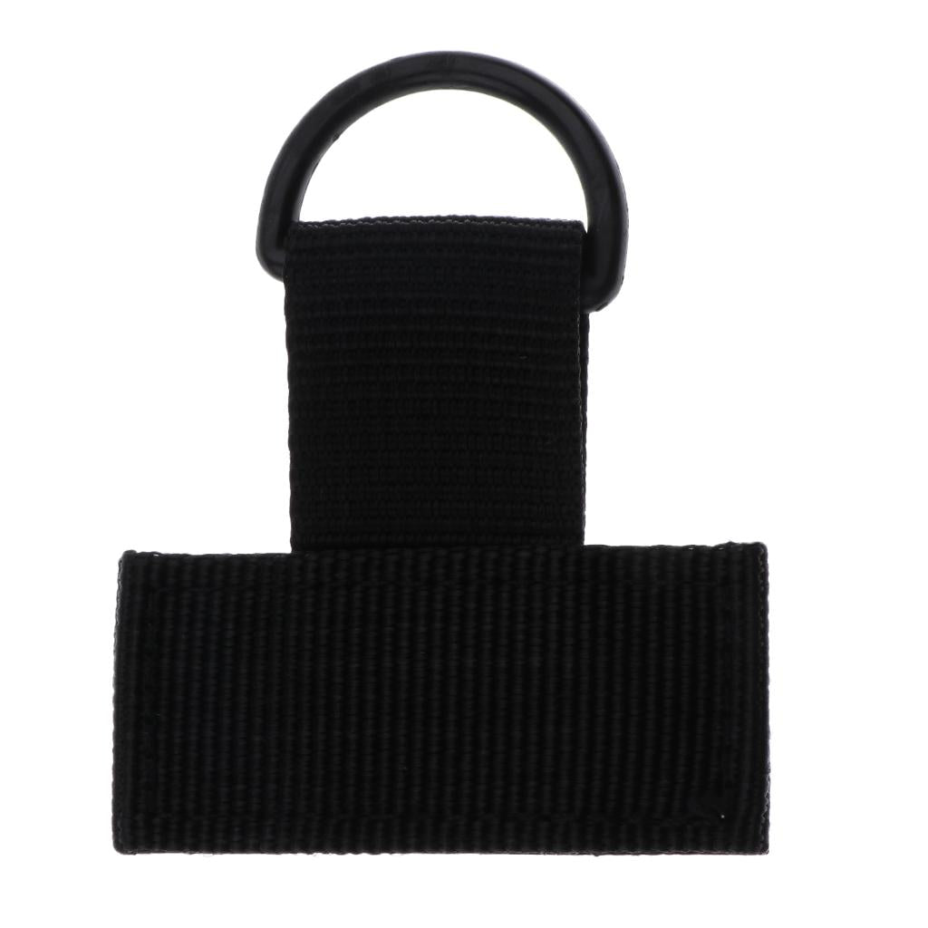 2x2 Pieces Outdoor MOLLE Nylon Webbing T Hook & Loop D Key Ring Black