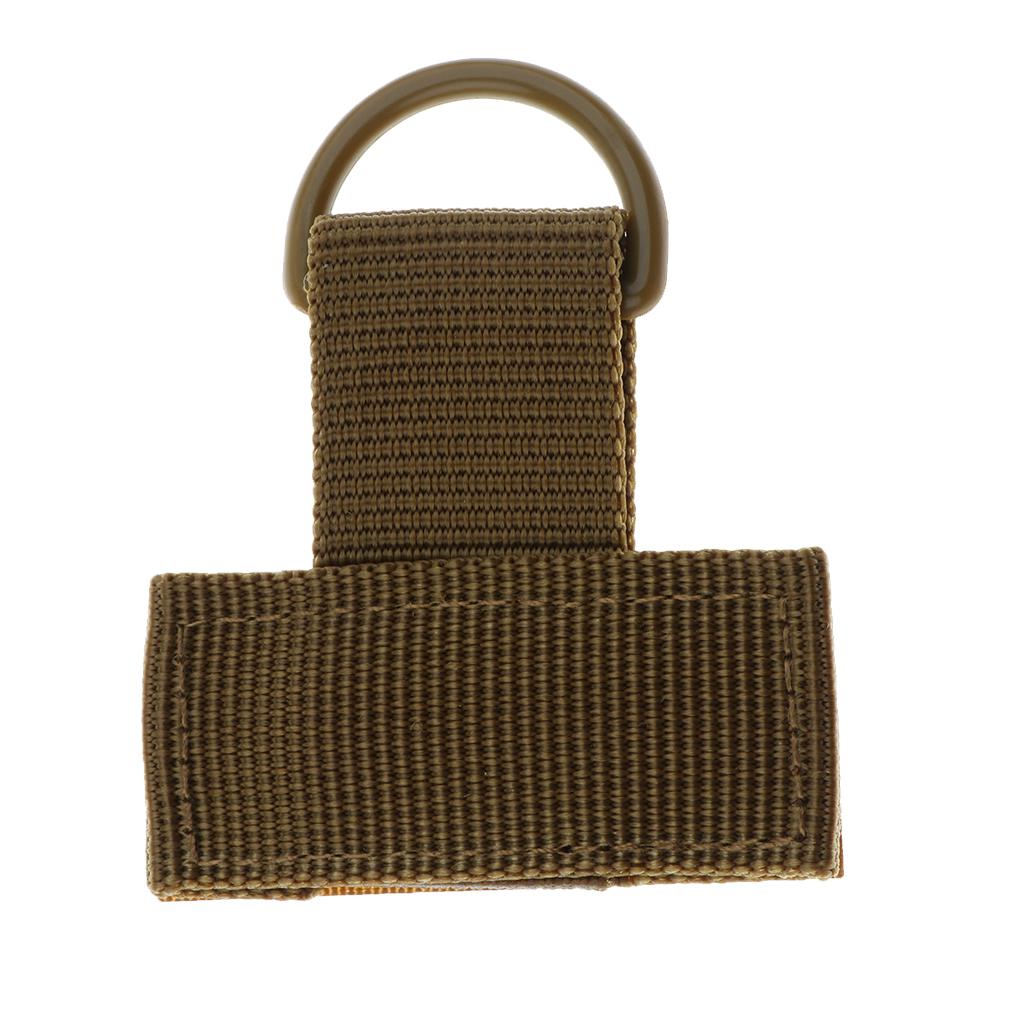 3x2 Pieces Outdoor MOLLE Nylon Webbing T Hook & Loop D Key Ring Tan