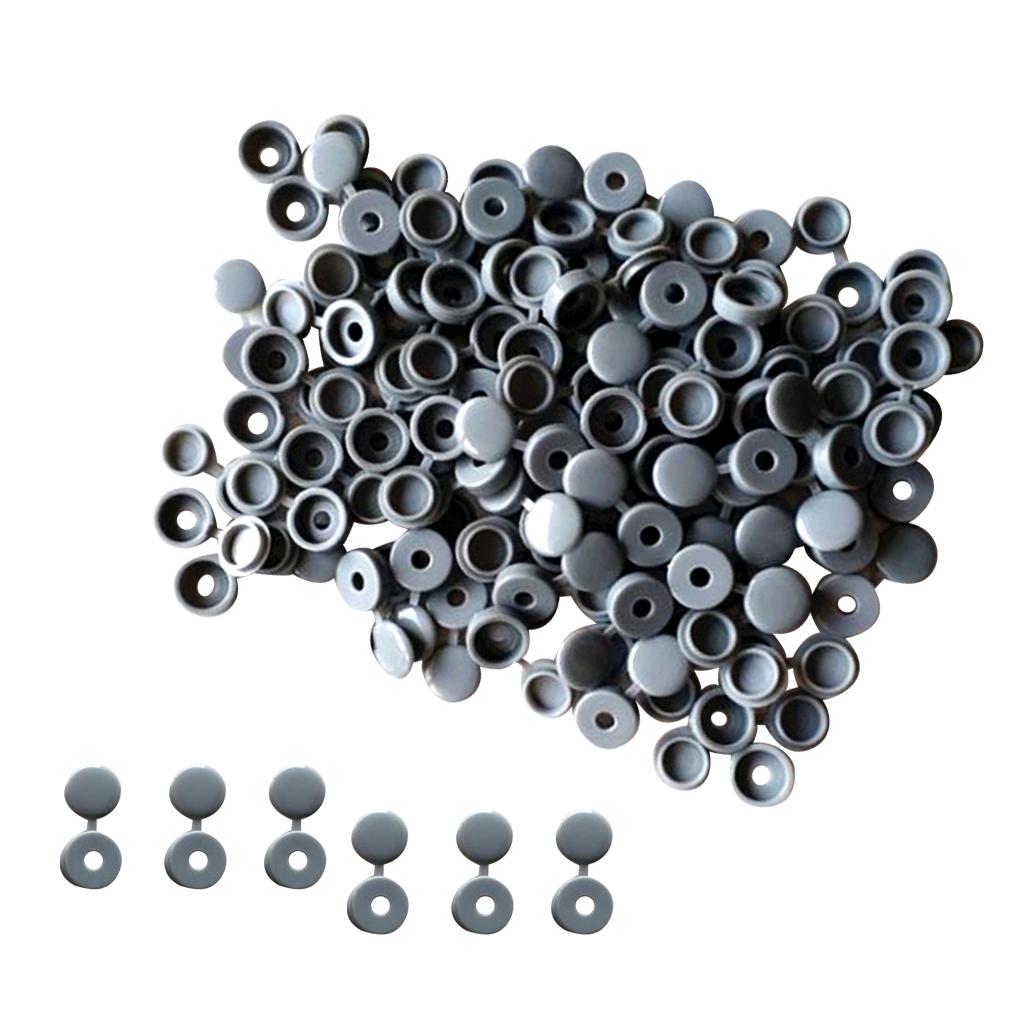 100 Pieces Plastic Hinged Screw Cover Cap for Car Home Furniture Decor Gray