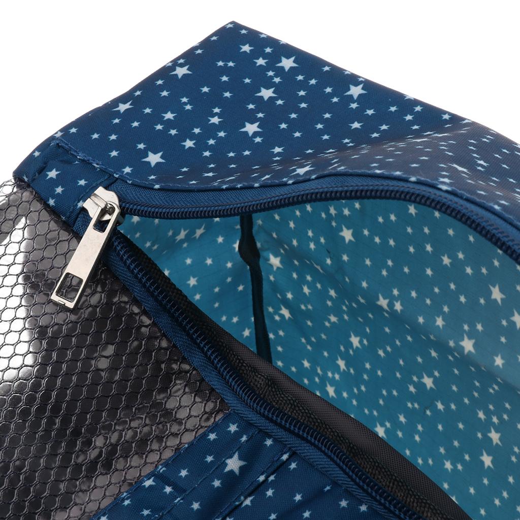 Swimming Mesh Beach Bag Tote with Waterproof Compartment Navy and Star