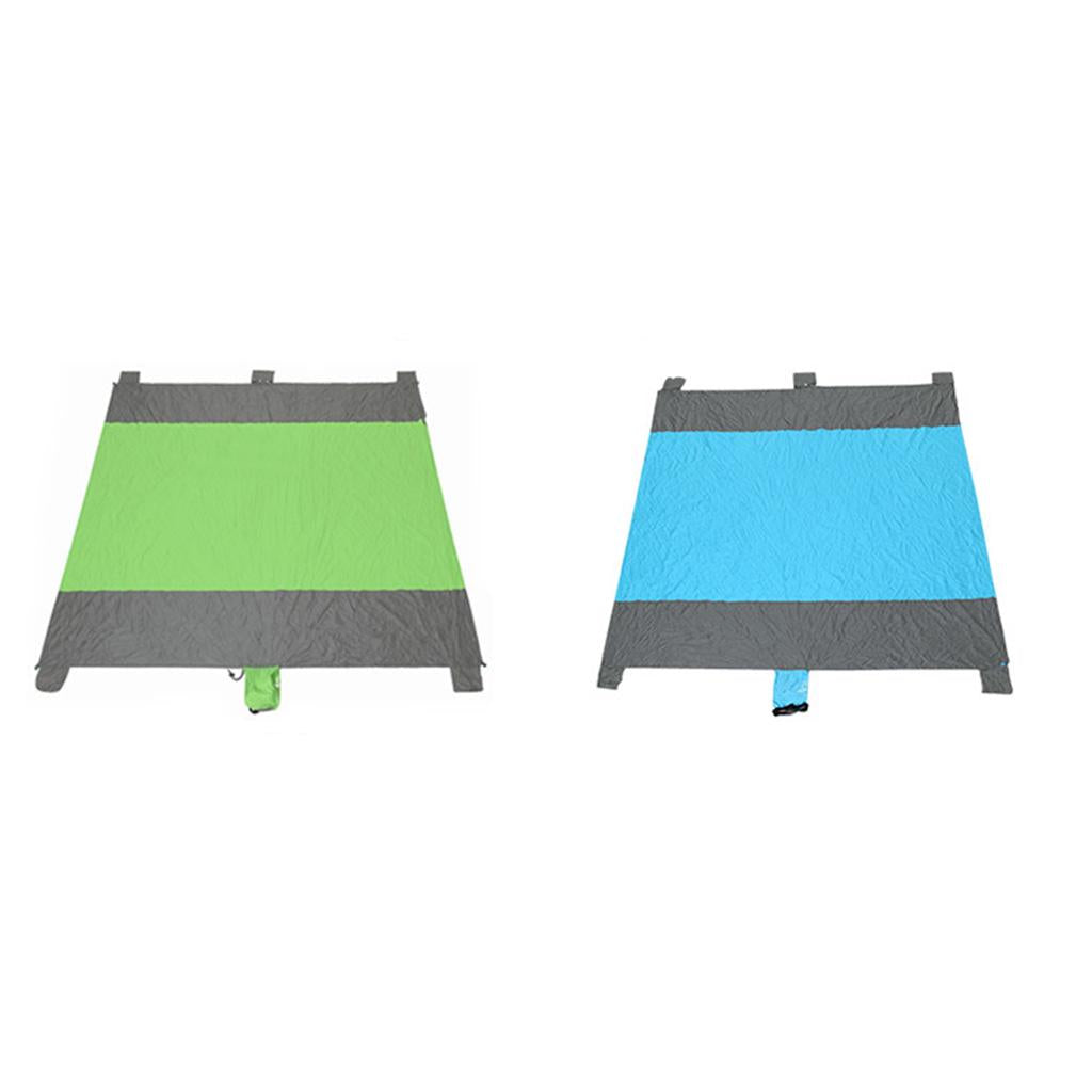 Outdoor Garden Camping Beach Picnic Pocket Blanket Mat Nylon Portable Blue