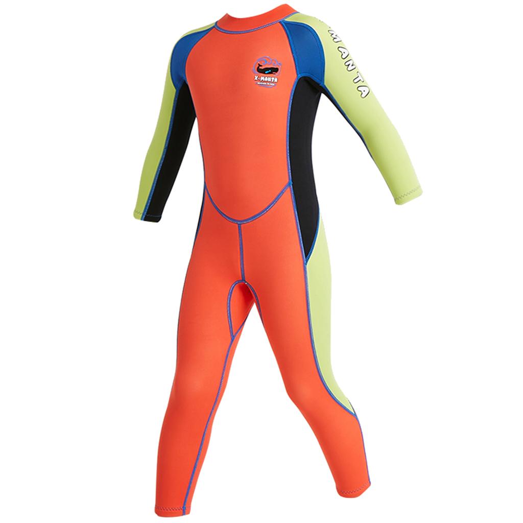 2.5mm Neoprene Kids Full Body Long Sleeve Diving Swimming Suit S Orange