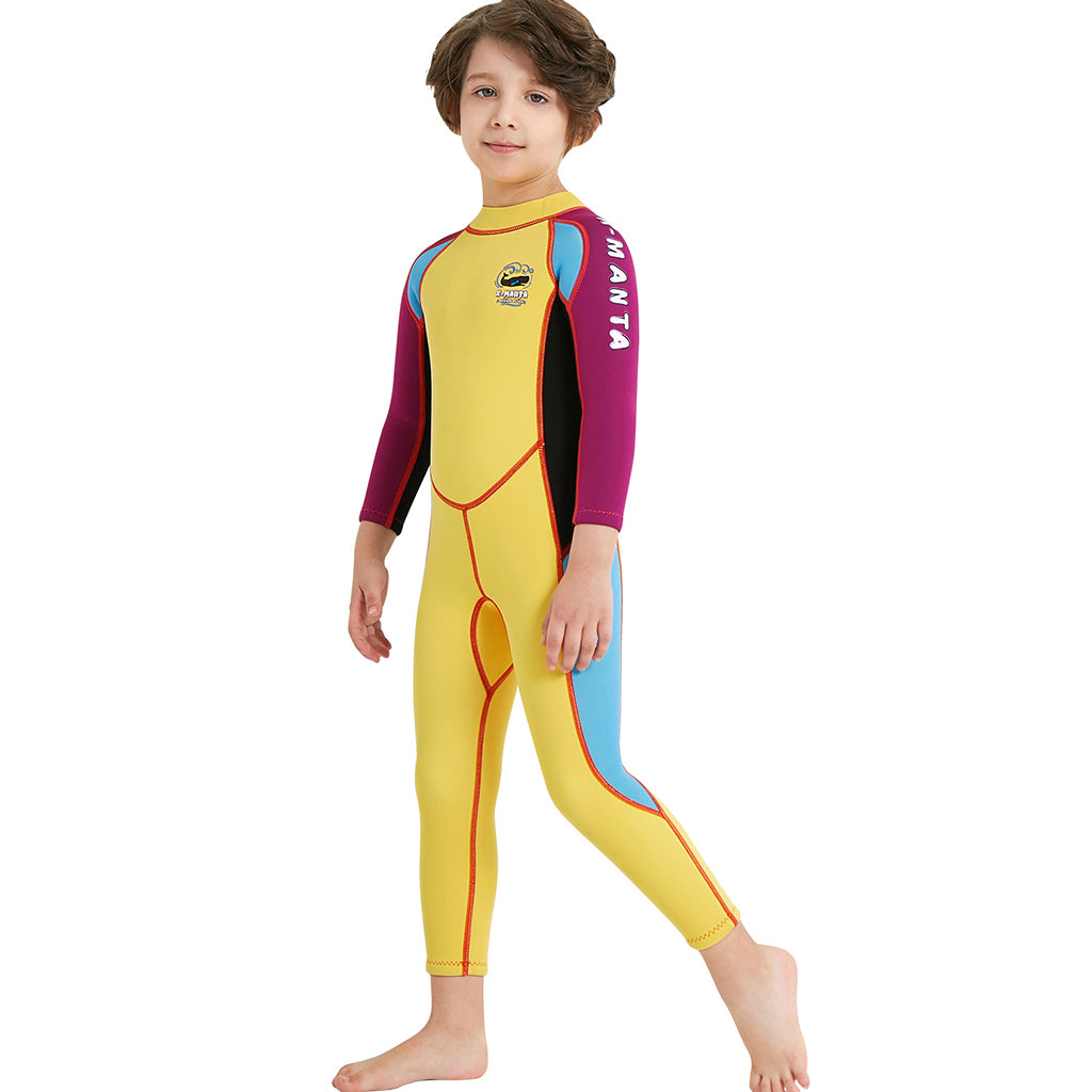 2.5mm Neoprene Kids Full Body Long Sleeve Diving Swimming Suit XL Yellow
