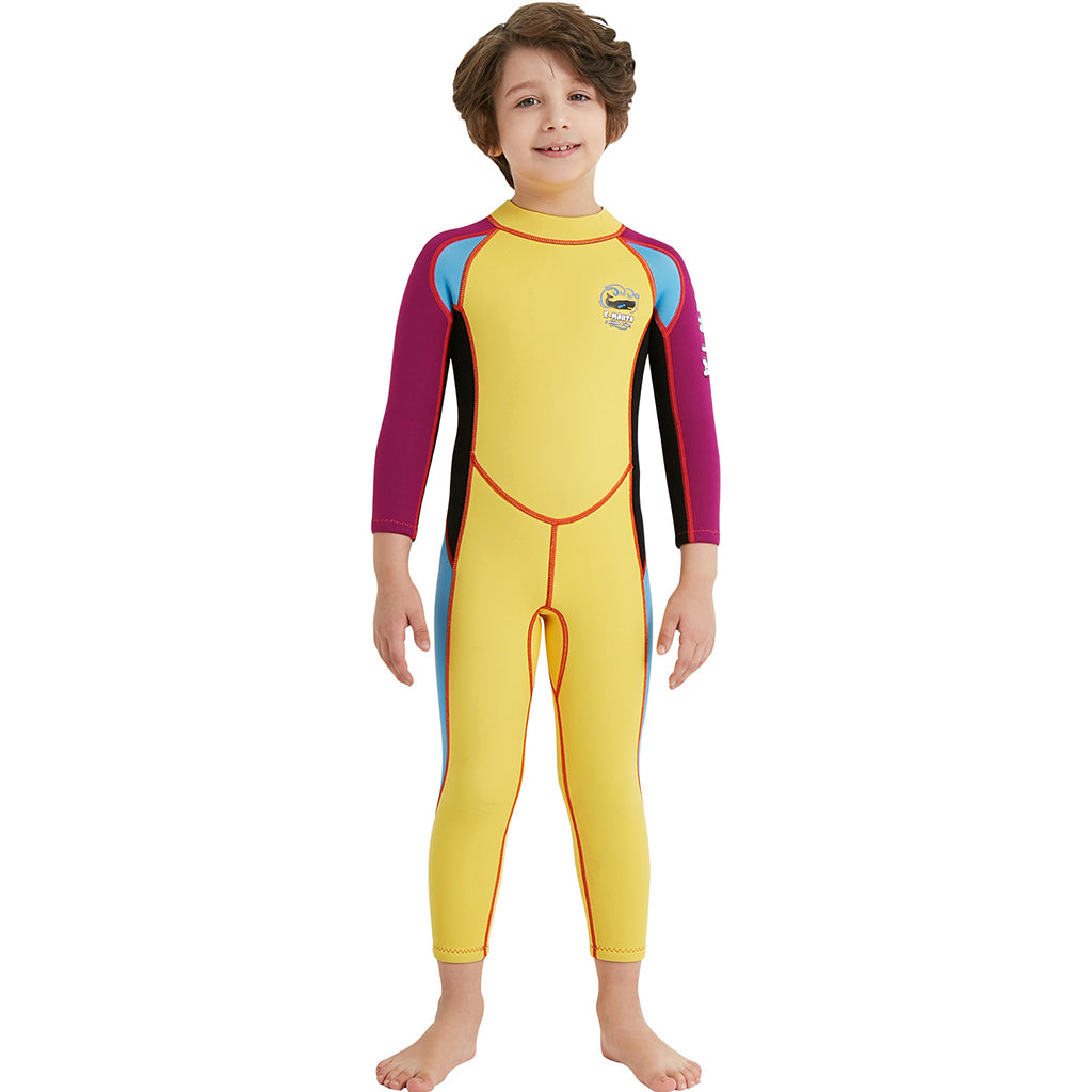 2.5mm Neoprene Kids Full Body Long Sleeve Diving Swimming Suit XL Yellow