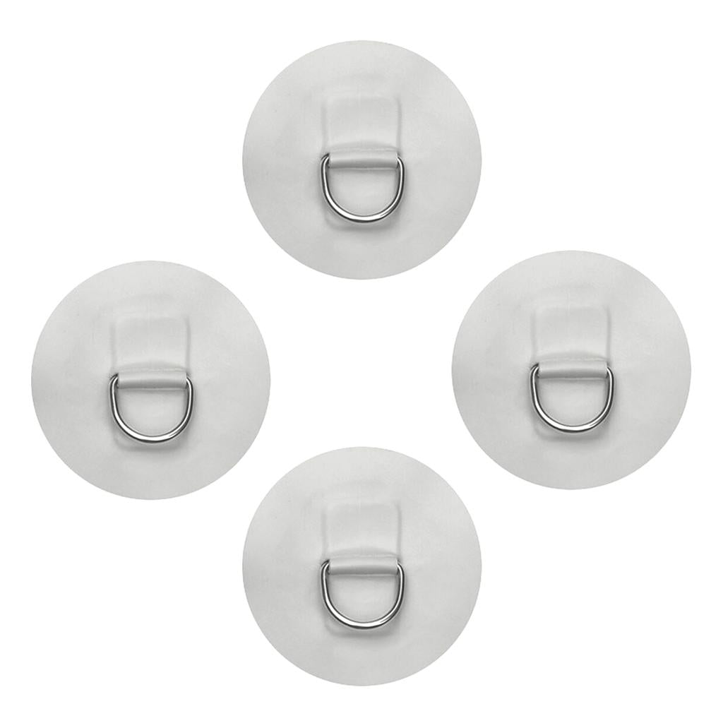 4 Pieces D-ring Pad Patch for Inflatable Boat Raft Dinghy Kayak White